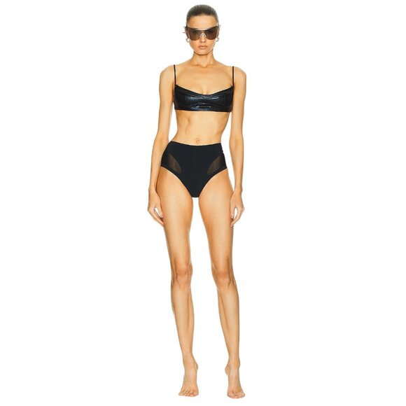 Mugler High Waisted Bikini Bottom in Black 36 New Womens Swimsuit - Picture 1 of 8